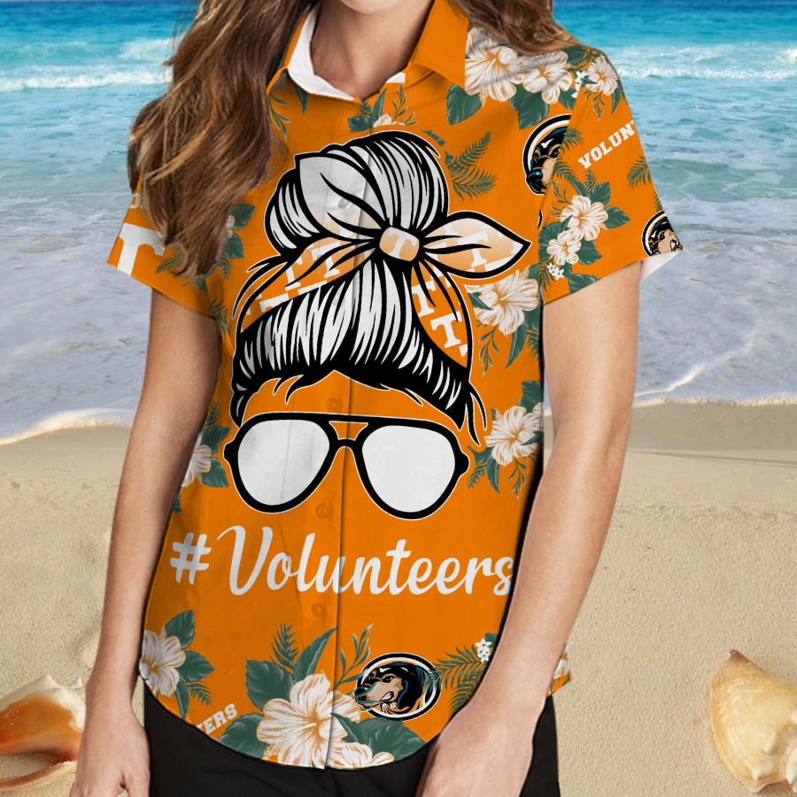 Tennessee Volunteers Girl Messy Bun Hawaiian Shirt And Shorts 288 L1BTH0465