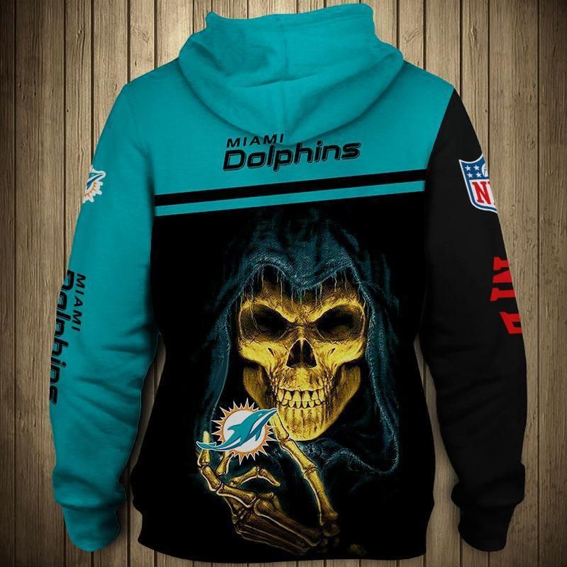 Miami Dolphins Mens Hoodies 3D Skull Sweatshirt Long Sleeve