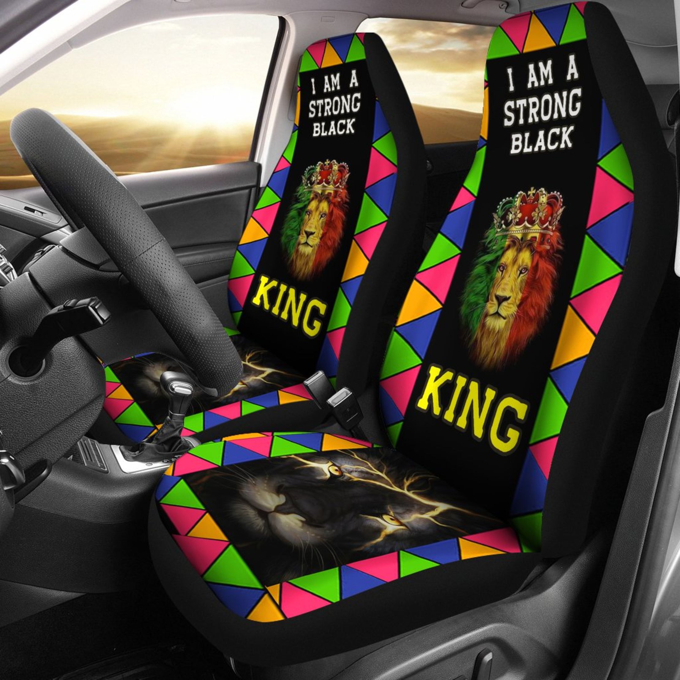 Black King Car Seat Cover Set (2Pcs), Educated Black King