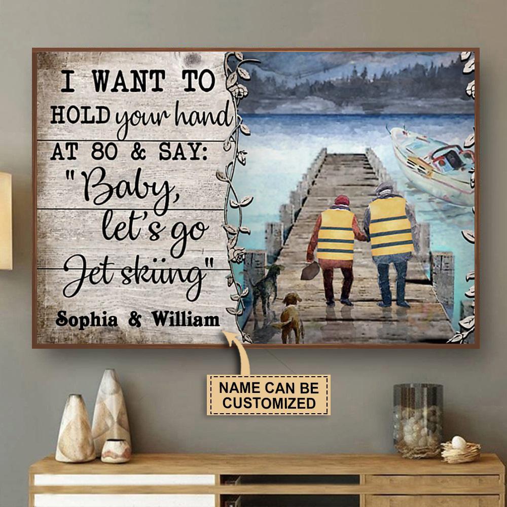 Aeticon Gifts Personalized Jet Ski I Want To Hold Your Hand Canvas Mom Dad Gift Home Decor