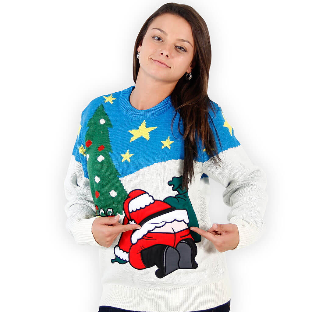 Women’S Santa’S Butt Crack Ugly Christmas Sweater