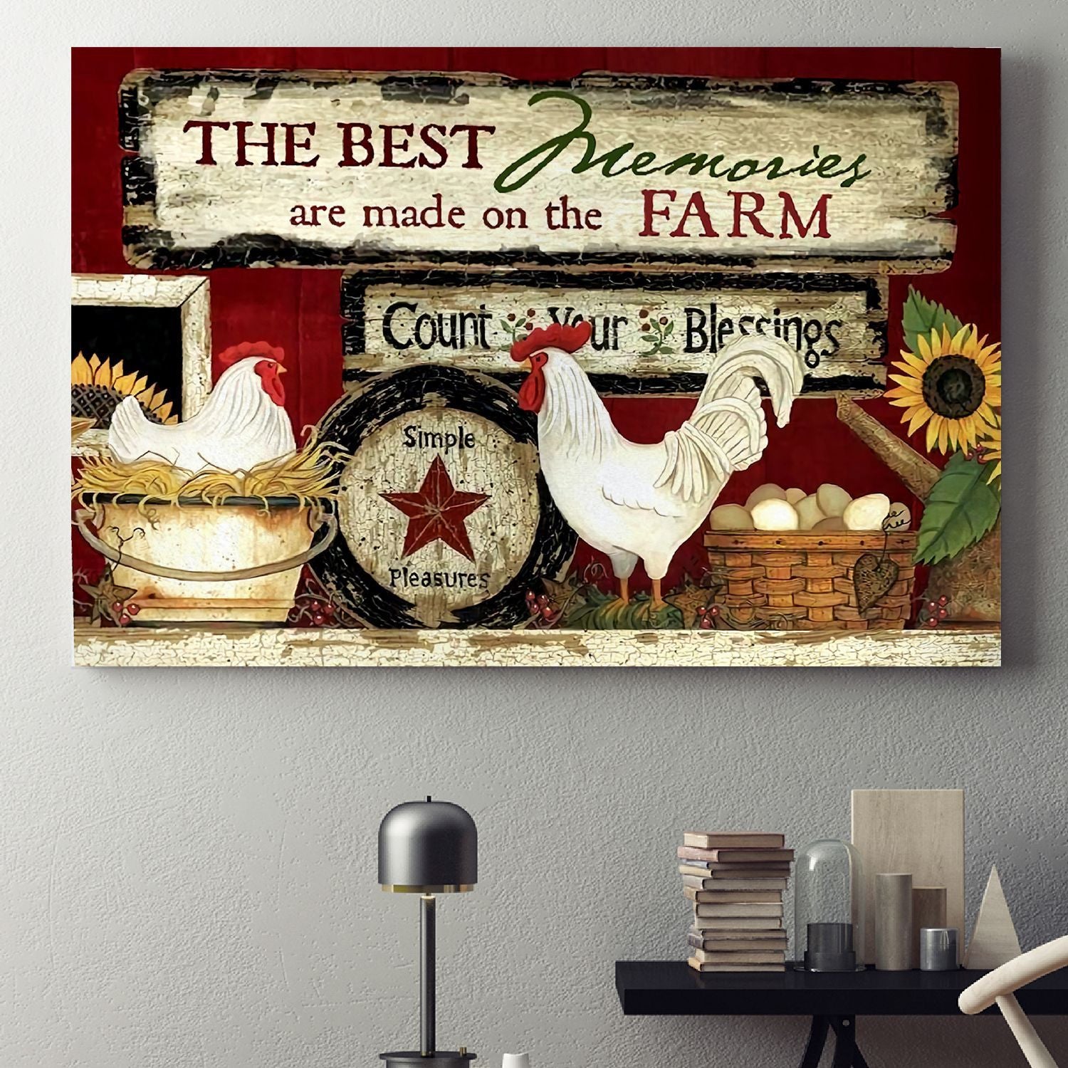 White Chicken Poster – The Best Memories Are Made On The Farm Canvas Home Décor Gifts For Thanksgiving Easter – Gigo Smart