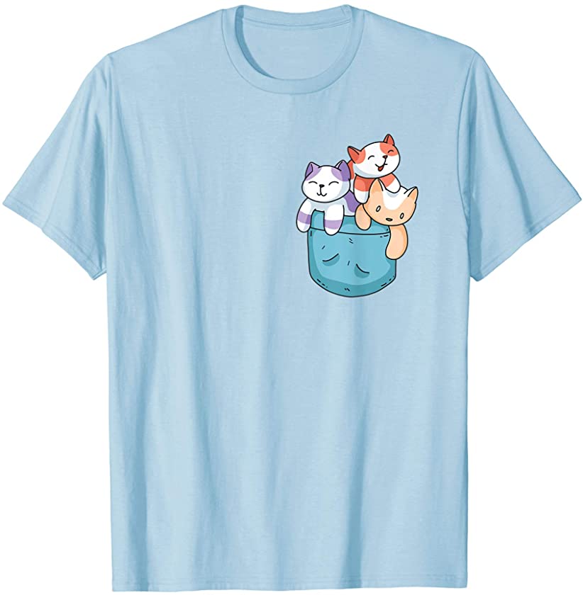 Cute Kittens Coming out of Fake Pocket – Cat T-Shirt