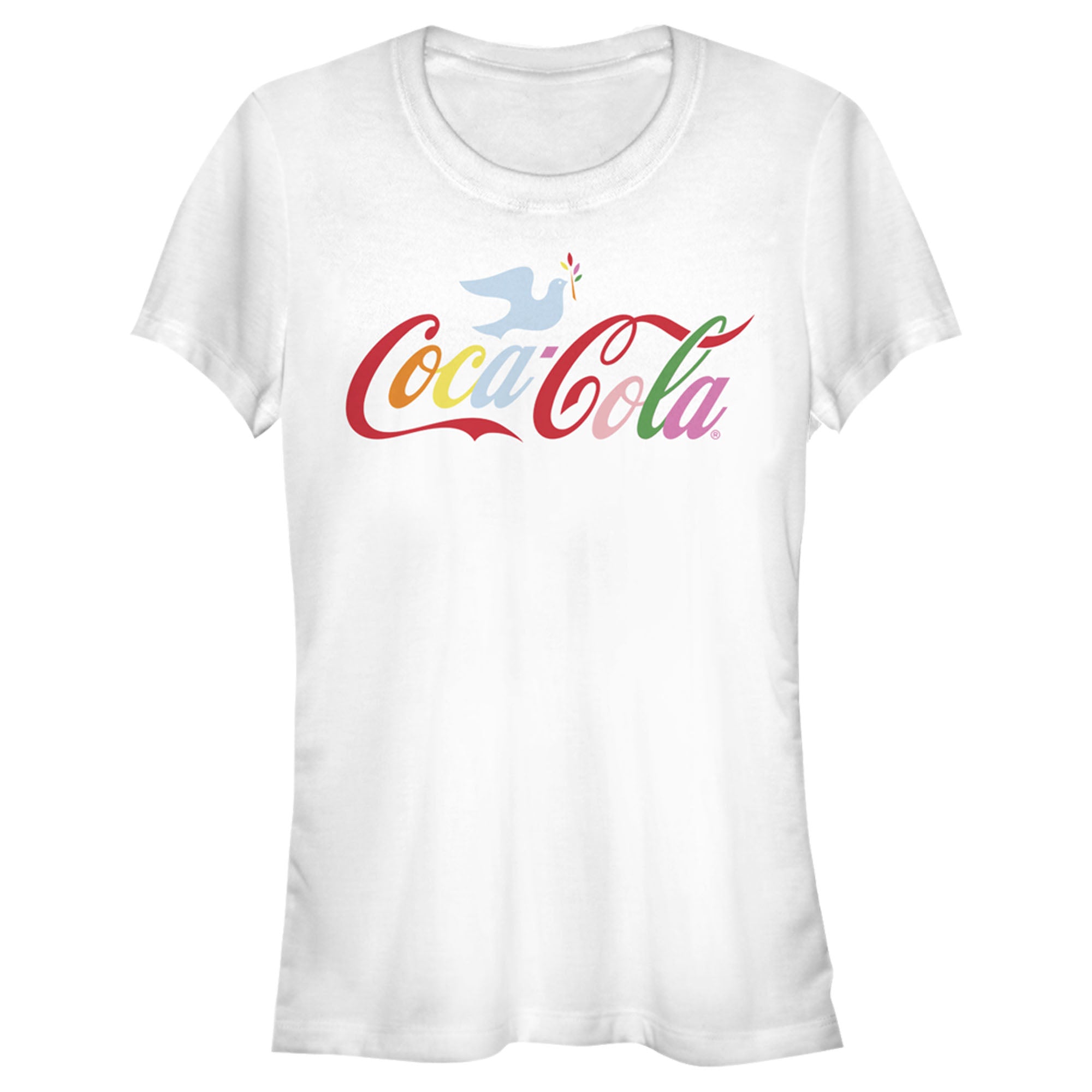 Coca Cola Junior’S Unity Rainbow Dove Logo  T-Shirt