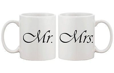 Cute Mr and Mrs Couple Mugs – His and Hers Matching Coffee Mug Cup Set