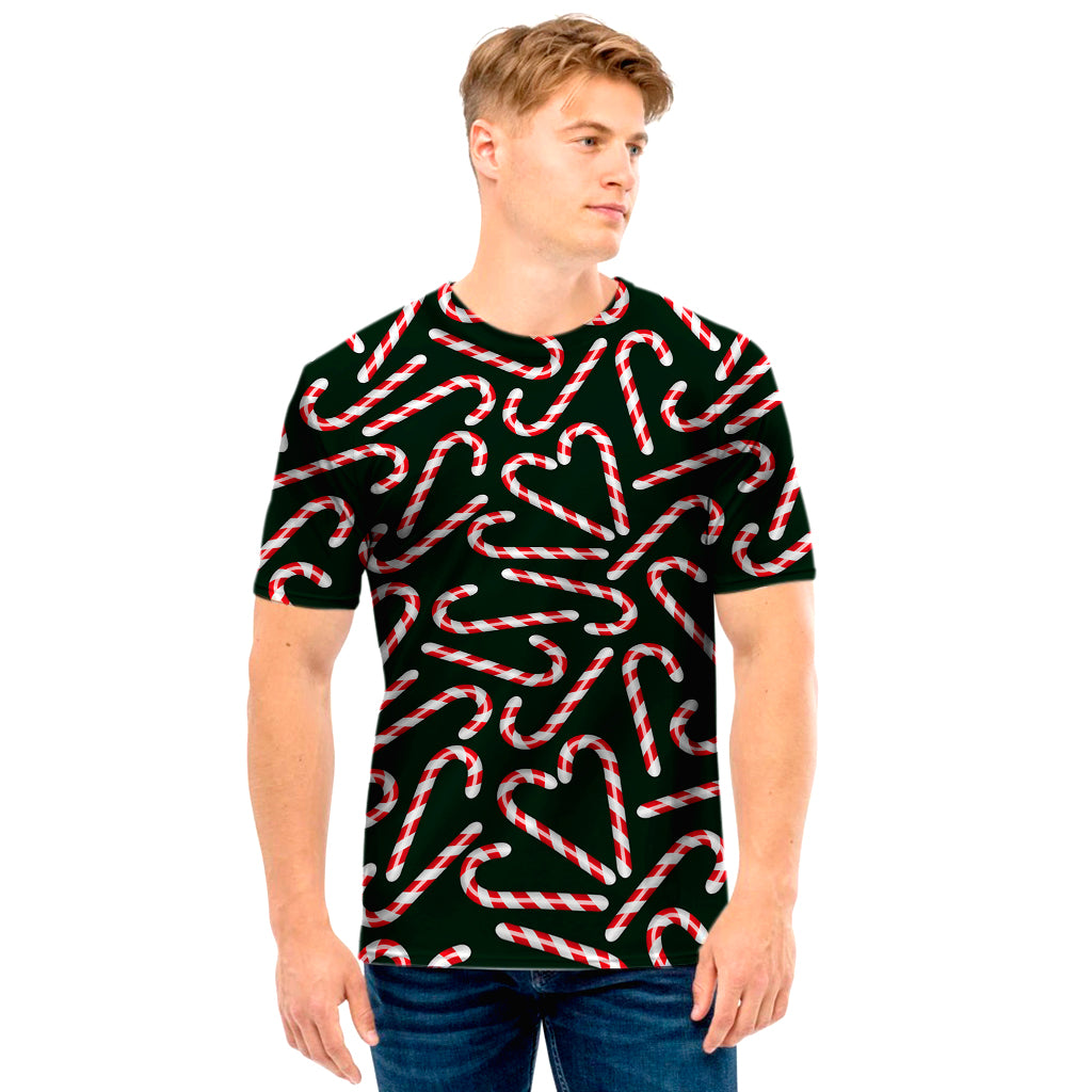 Christmas Candy Cane Pattern Print Men’S T-Shirt