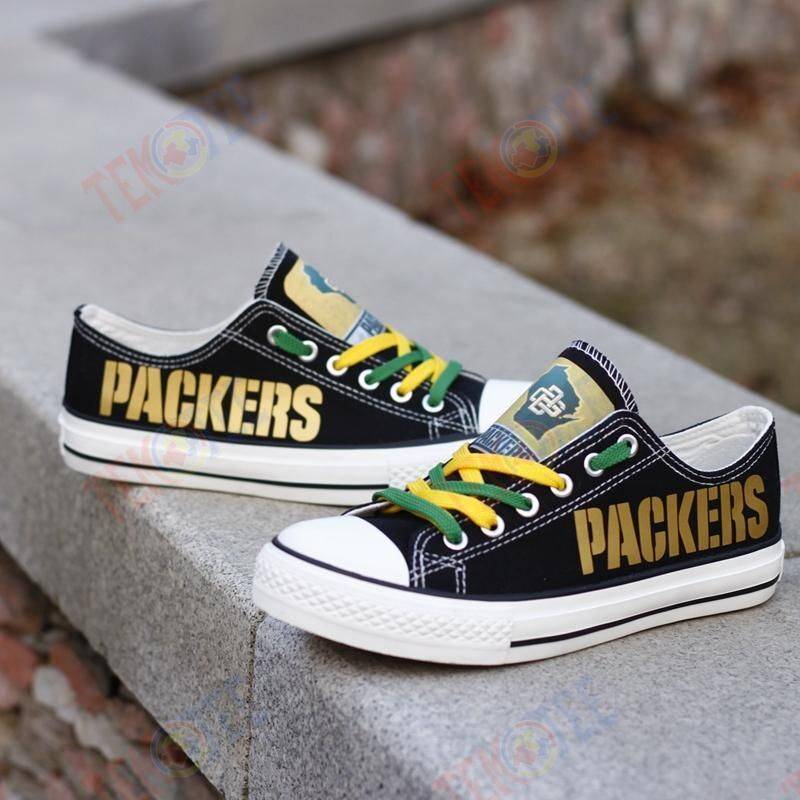 Mens Womens Green Bay Packers Low Top Packers Running Shoes Tennis Shoes Low Top Shoes Custom Print Footwear Converse Sneakers TMT474