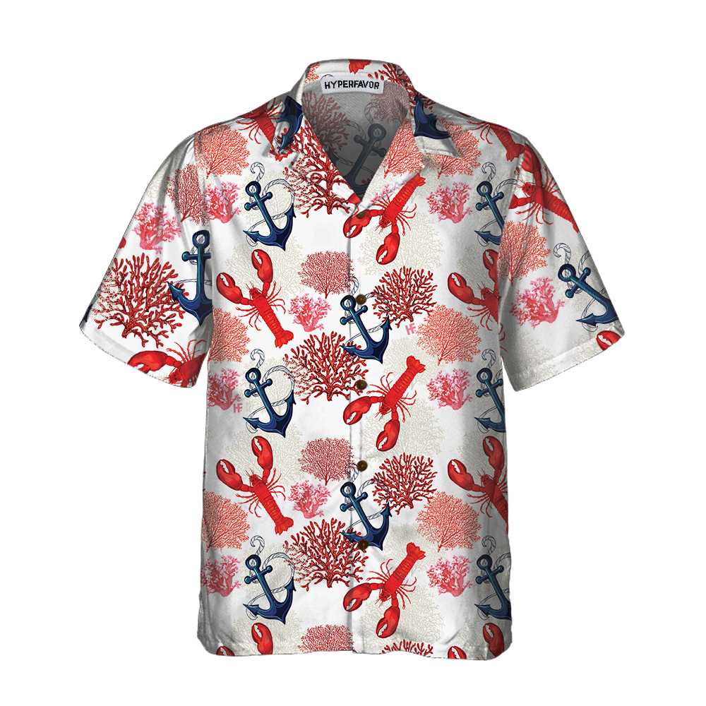 Lobster And Marine Pattern Hawaii Unique Print Shirt For Adults Ha39697