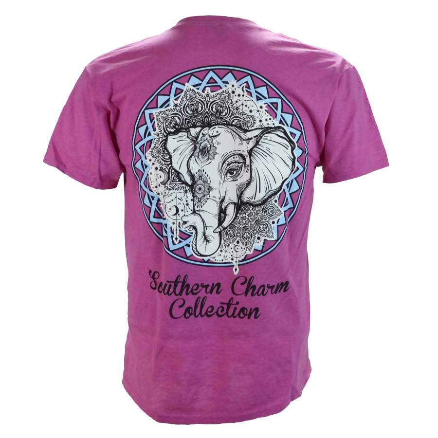 Southern Charm Tribal Elephant on a Heather Pink Shirt