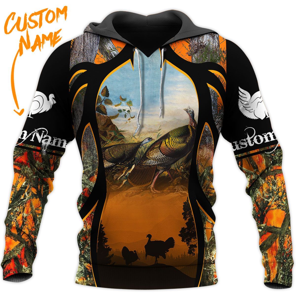 TDT212009A32QQ TURKEY HUNTING 5 CUSTOM NAME HOODIE QQ