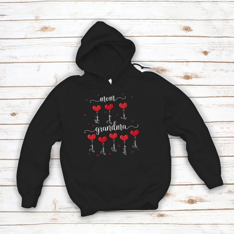 Personalized Mom Grandma And Grandkids Hearts Hoodie