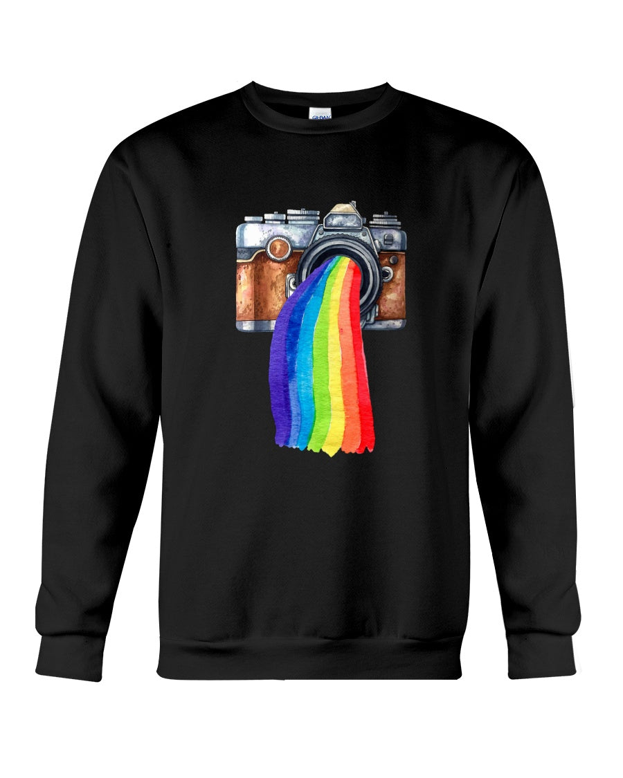 Camera Rainbow Vintage Style Standard Crew Neck Sweatshirt