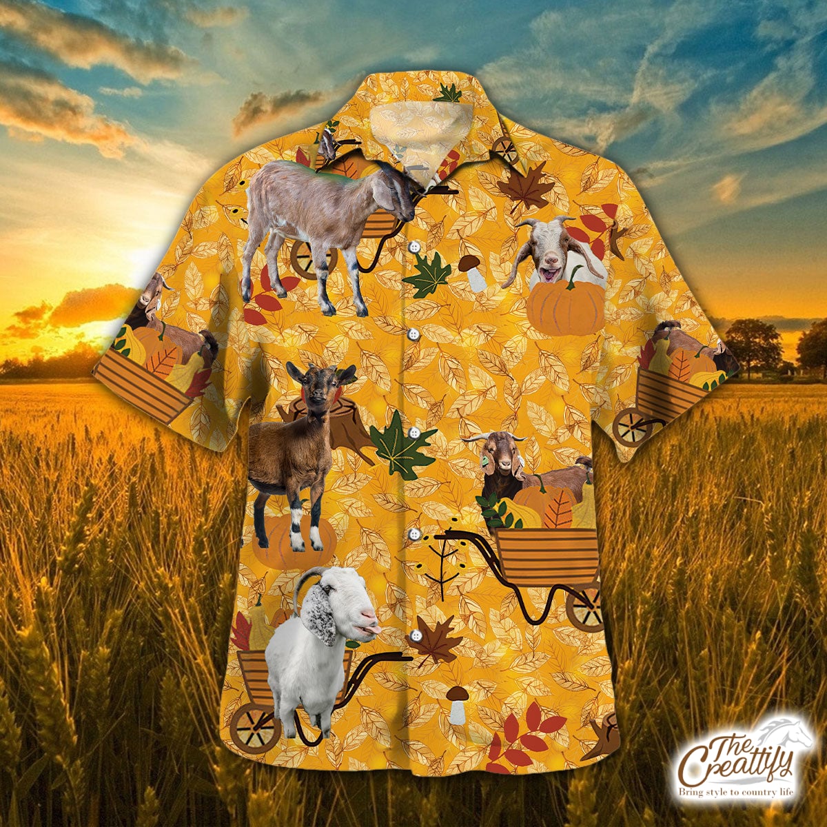 Goat Orange Nature Autumn Hawaii Shirt Ha92399