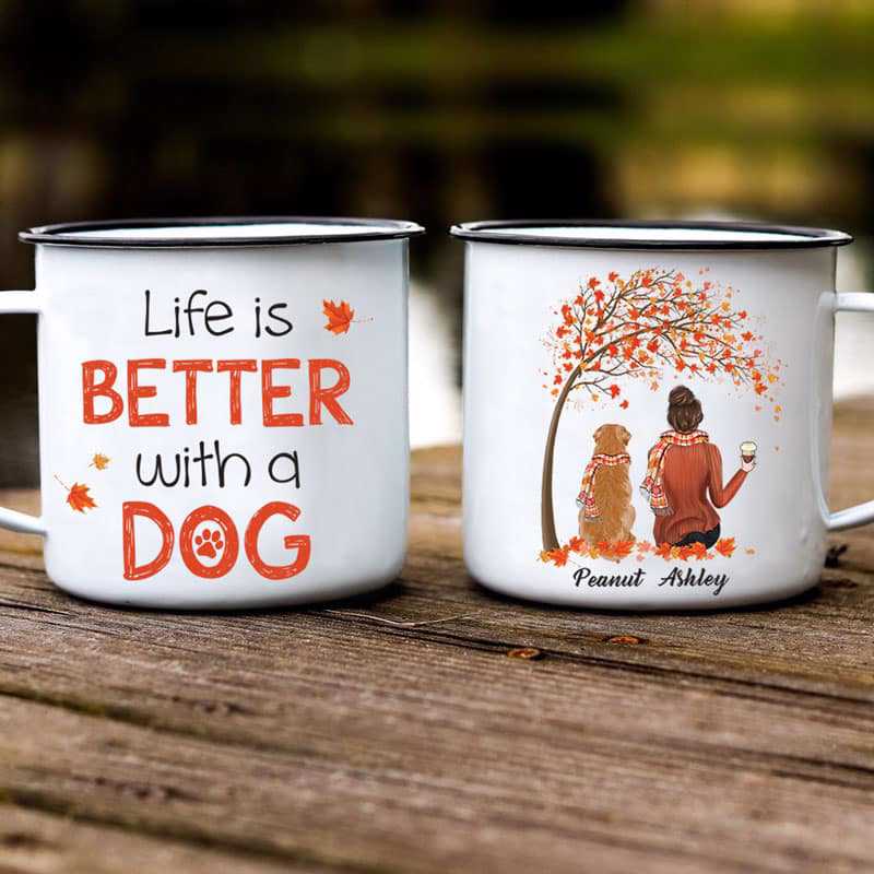 Fall Season Life Is Better With A Dog Personalized Campfire Mug