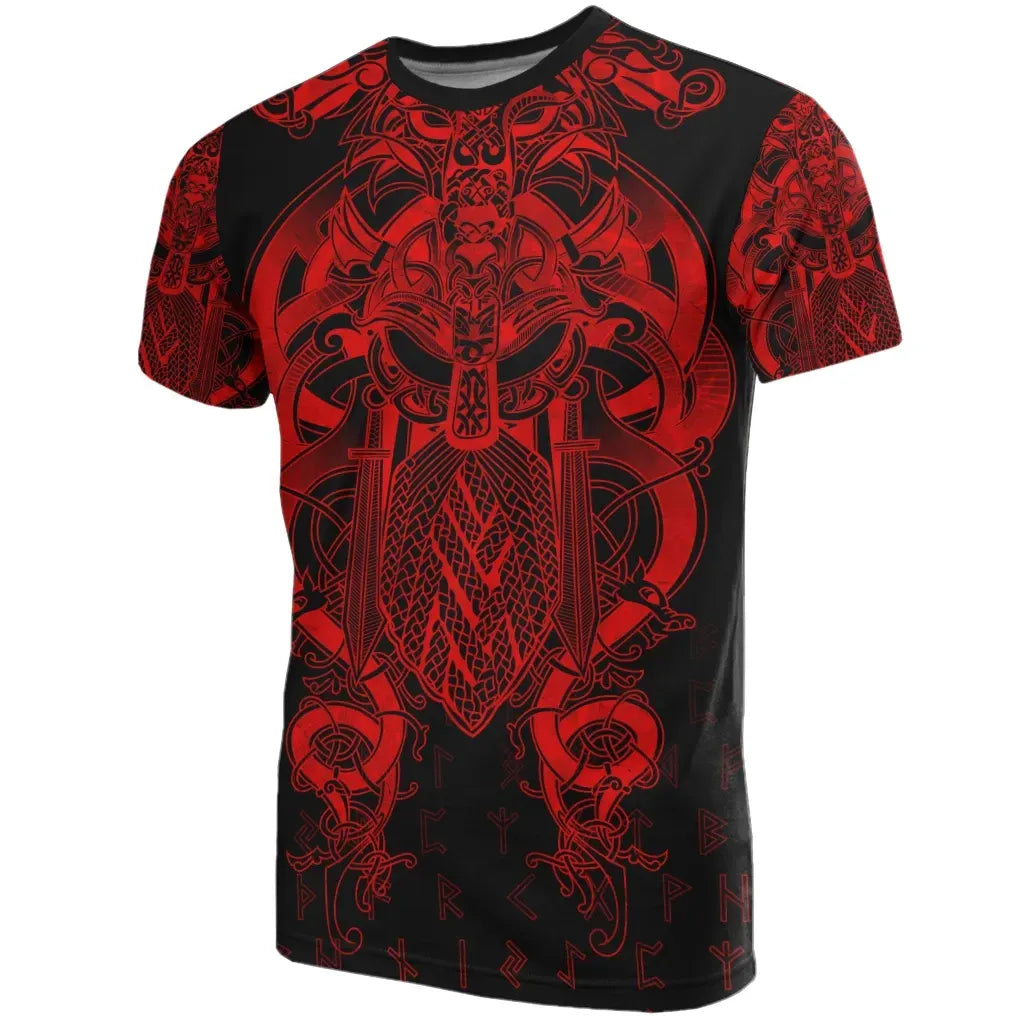 Vikings Fenrir & Tyr Tattoo T-Shirt - Red Version - TattoosCafe