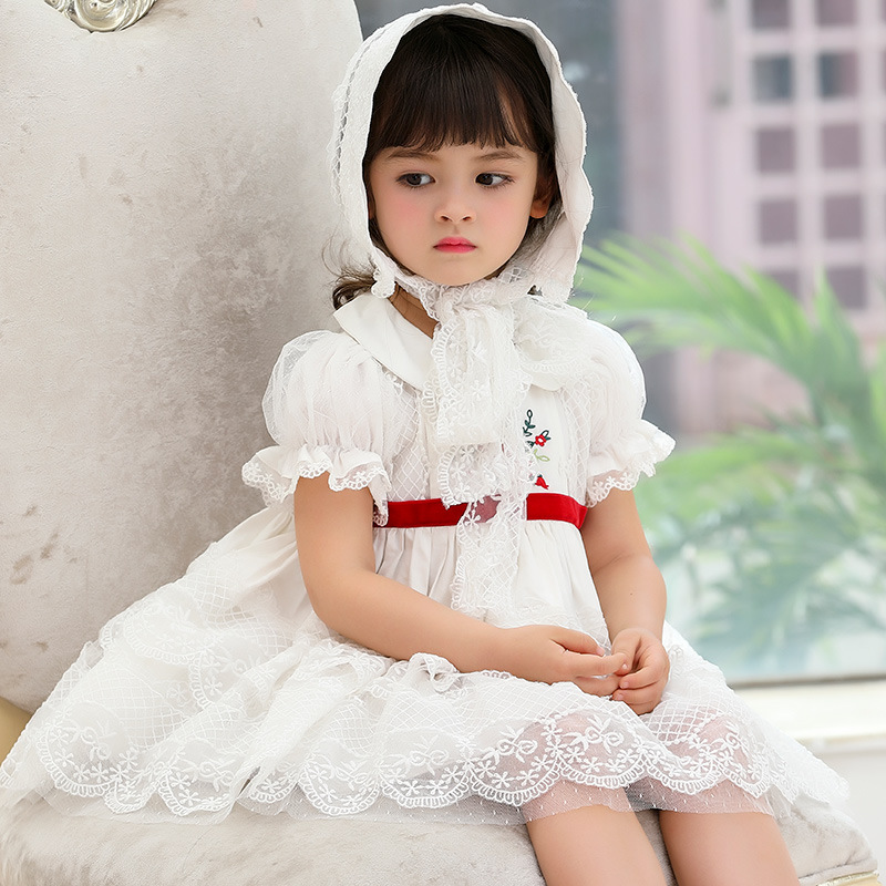 Summer 2021 new girls’ short sleeve dress Spanish children’s wear Lolita children’s skirt European and American snow white dress alx