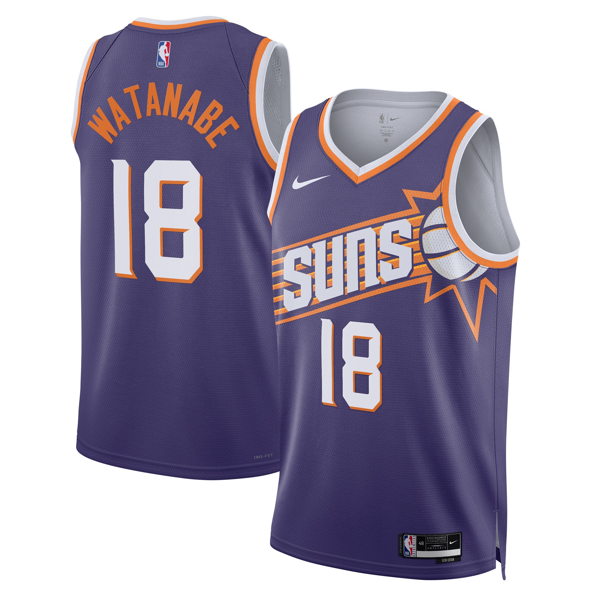 Phoenix Suns Icon Edition Swingman Jersey – Purple – Yuta Watanabe – Unisex