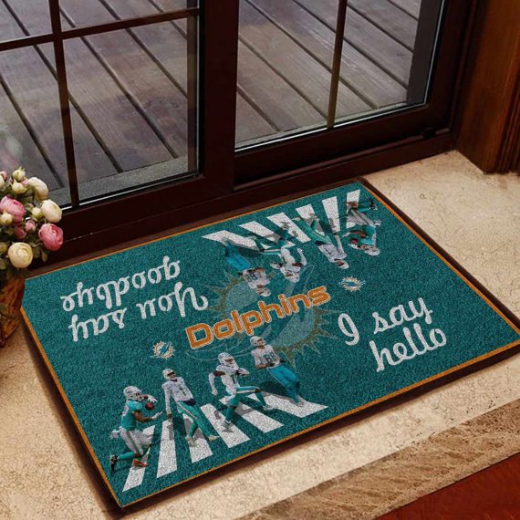 Miami Dolphins Vintage Design Classic Custom Name Entrance Doormat Rug