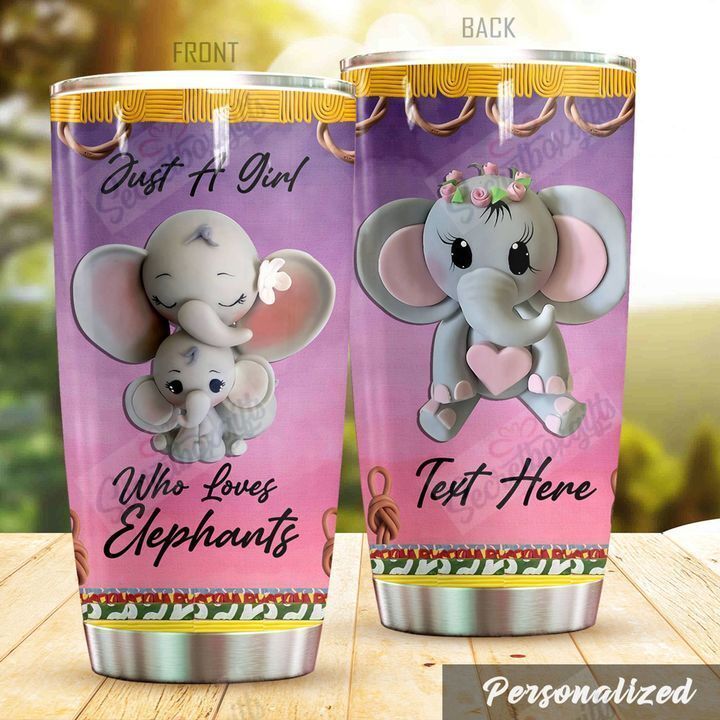 Personalized Elephant Stainless Steel Tumbler Travel Customize Name, Text, Number, Image Dhc1409388