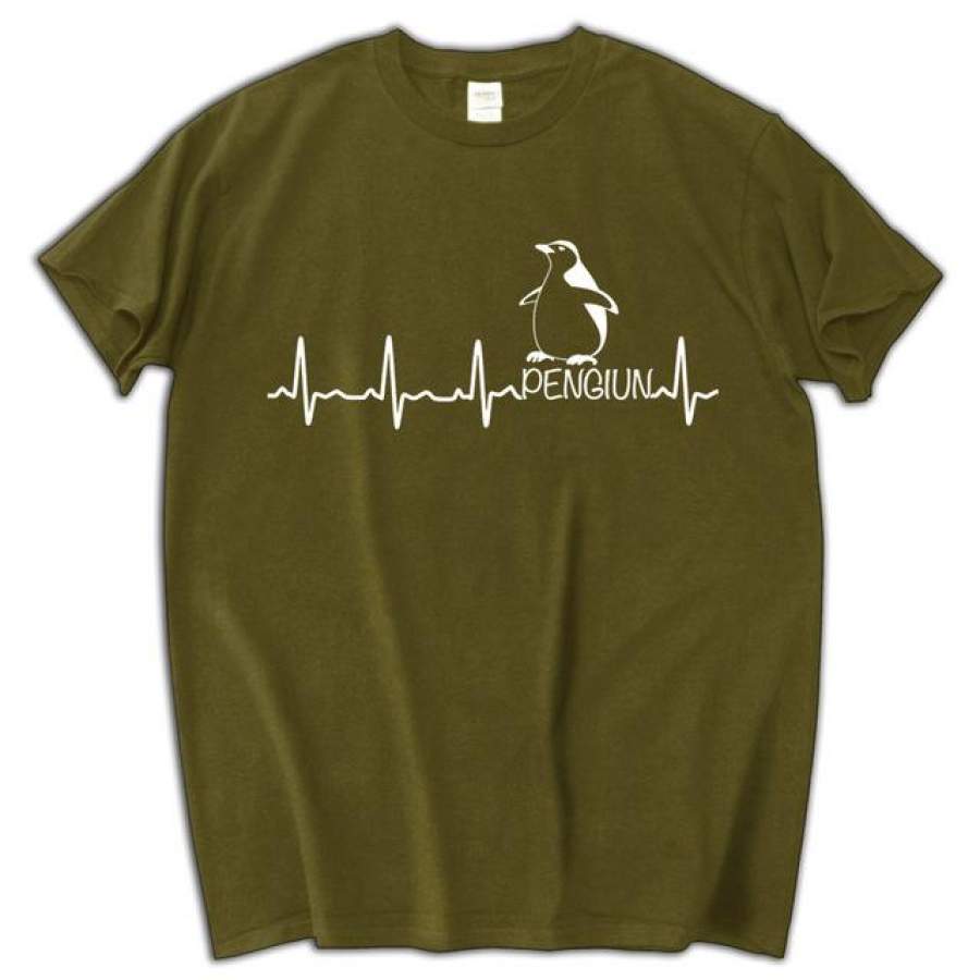 Heartbeat Of A Penguin Lover men tee shirt fashion hip-hop t shirt cotton pattern t-shirt home