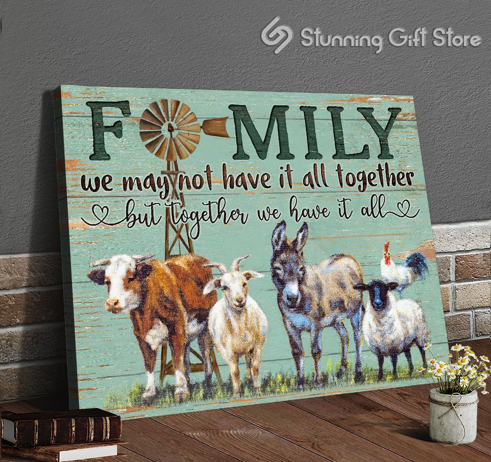 Stunning Gift Farm Animals Canvas Family Together We Have It All Wall Art Decor