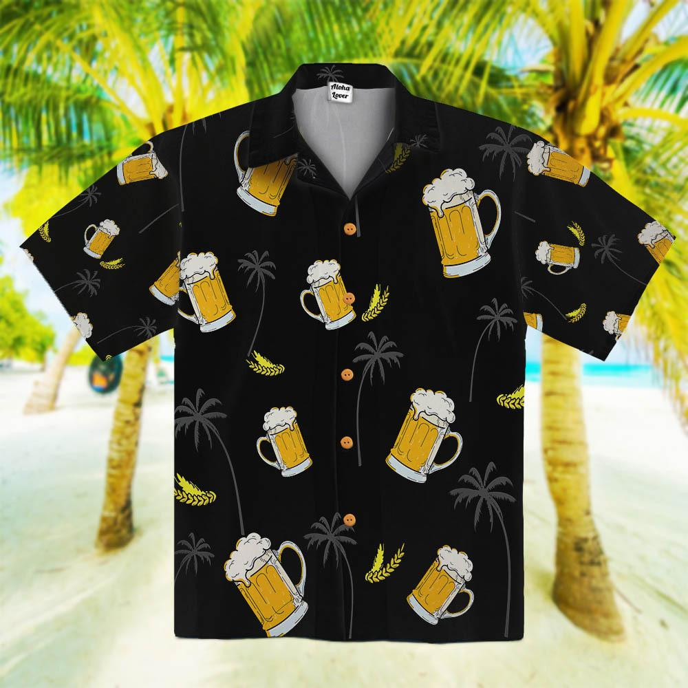 Black Beer Coconut Tropical Unisex Hawaii Shirts Ha91145