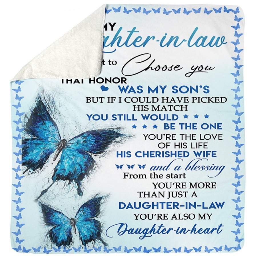 You’re Also My Daughter-In-Heart Lovely Message Gifts For Daughter-In-Law Sherpa Blanket