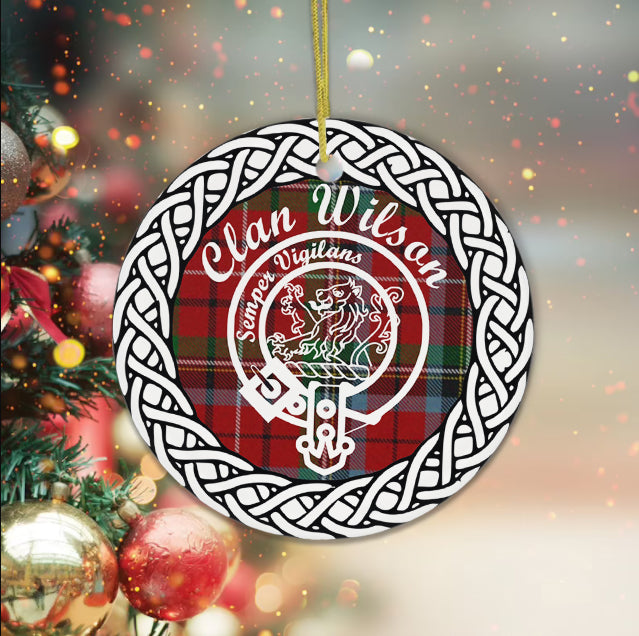 Wilson Clan Tartan Crest Badge Plaid Ornament Gift. Christmas Tree Ornament Tartan Ornament Great Christmas Ornaments Gift