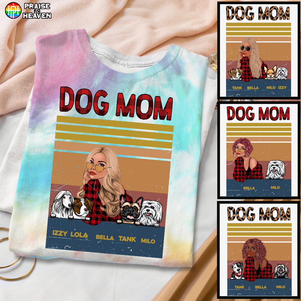 Dog Mom, Dog Personalized Tie Dye Shirt Sweatshirt Hoodie Ap413