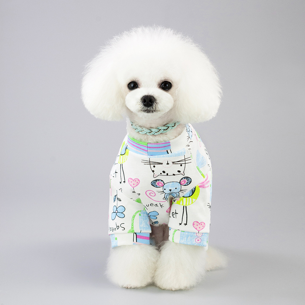 Puppy Dog Onesies Pet Dog Soft Pajamas Rompers Cute Printed Pet Clothes Dog Jumpsuit Puppy Bodysuits for Small Dog Cat Clothing alx