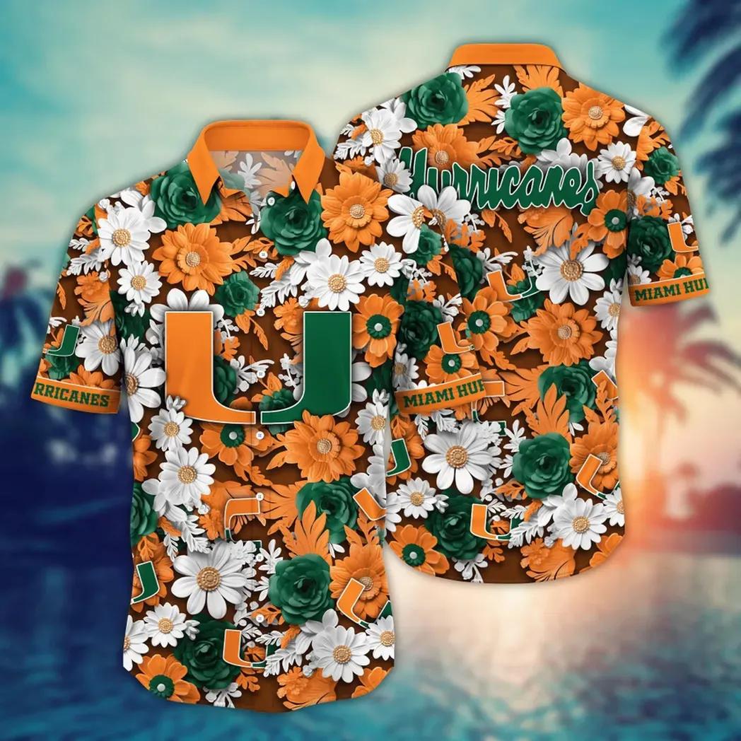 Miami Hurricanes Ncaa Flower Aloha Hawaiian Shirt 6, Ncaa Hawaiian Shirt