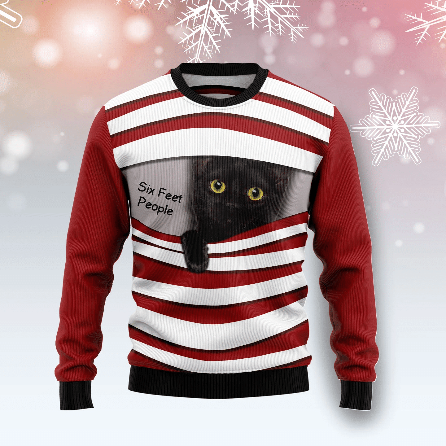 Black Cat Six Feet Christmas Ugly Sweater