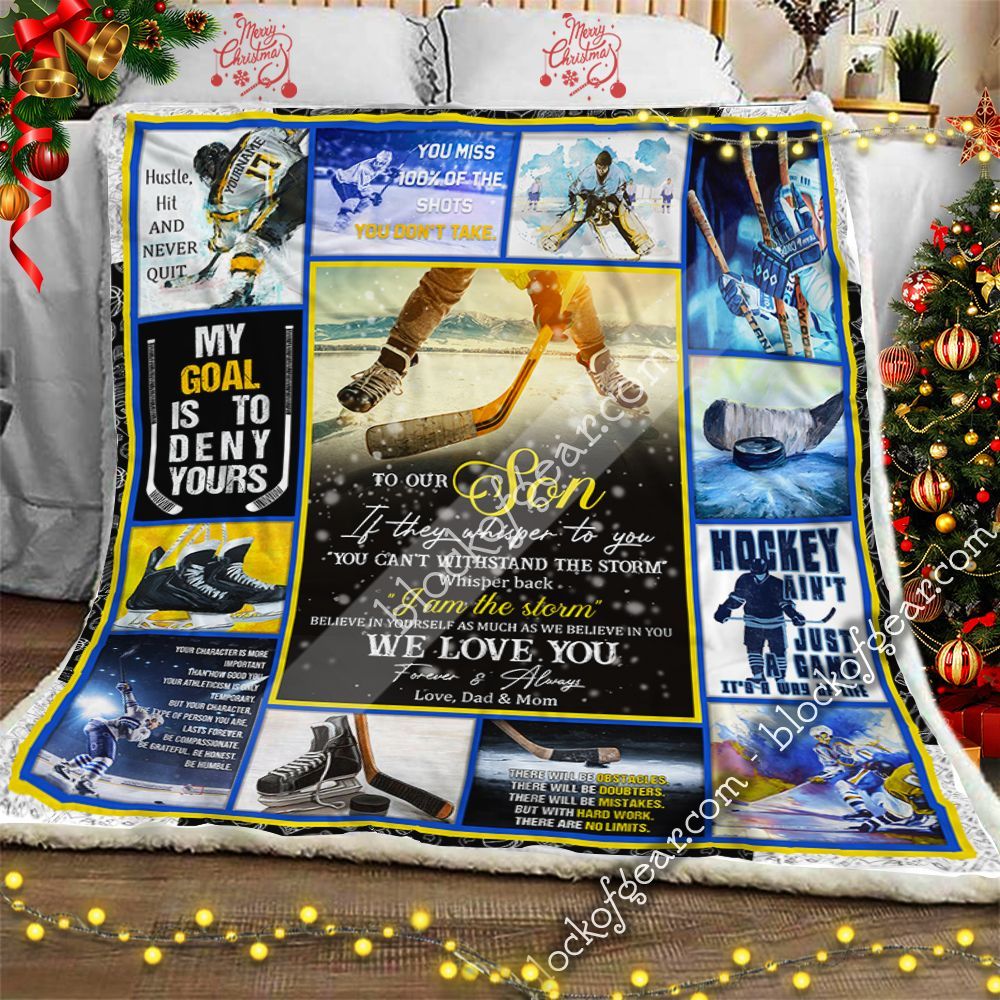 To Our Son, Dad and Mom, Hockey Sofa Throw Blanket