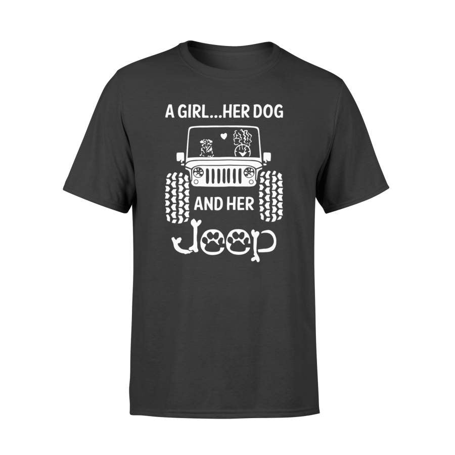 A Girl, A Dog And Her Jeep Tshirt – Standard T-Shirt Lt11