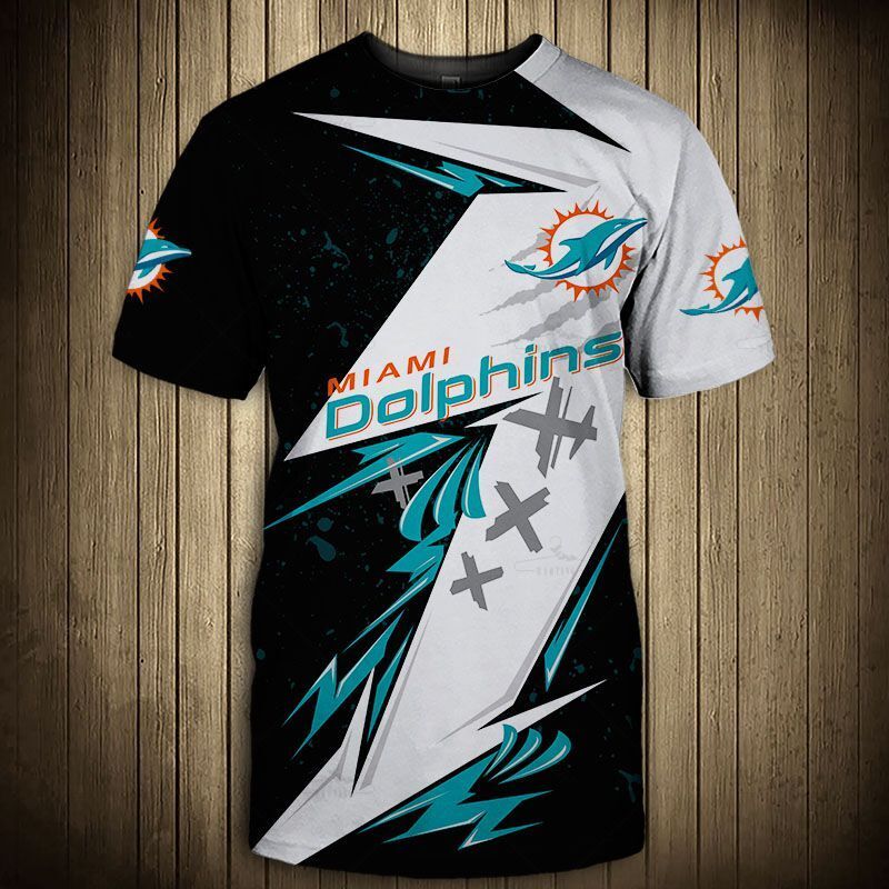 Miami Dolphins T-Shirt Thunder Graphic Gift For Men