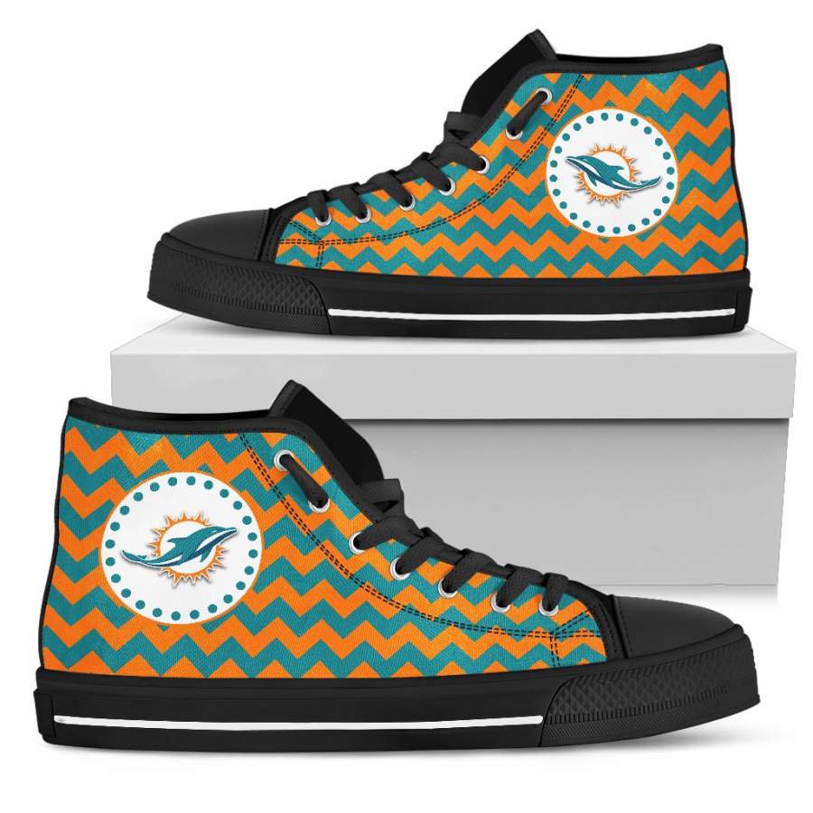 Chevron Broncos Miami Dolphins High Top Shoes