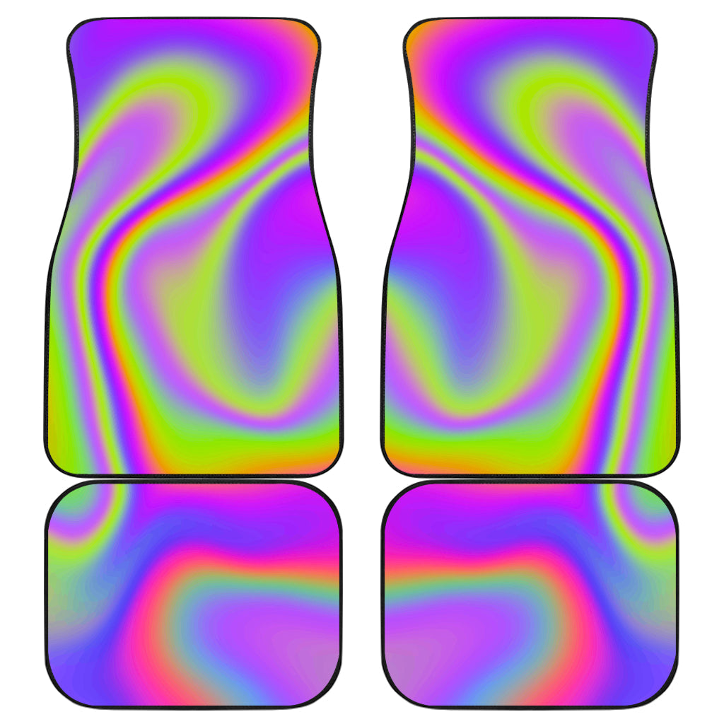 Abstract Holographic Trippy Print Front And Back Car Floor Mats, Front Car Mat