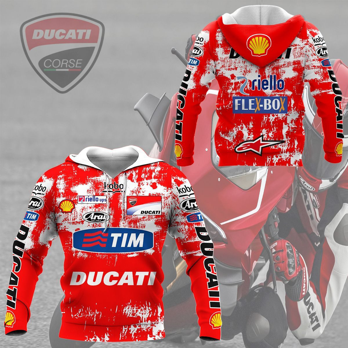 3D All Over Printed Ducati Racing Shirts Ver 11 (Red)