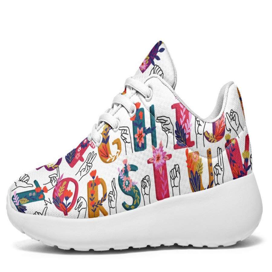 ASL Floral Alphabet Sneakers ReadingLLC