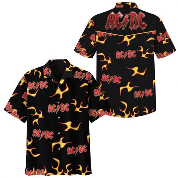 Acdc Red Yellow Hawaiian Shirt Chm