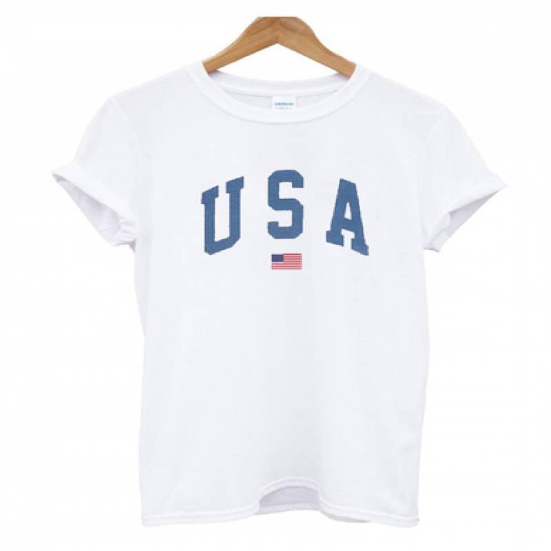 USA flag white t shirt