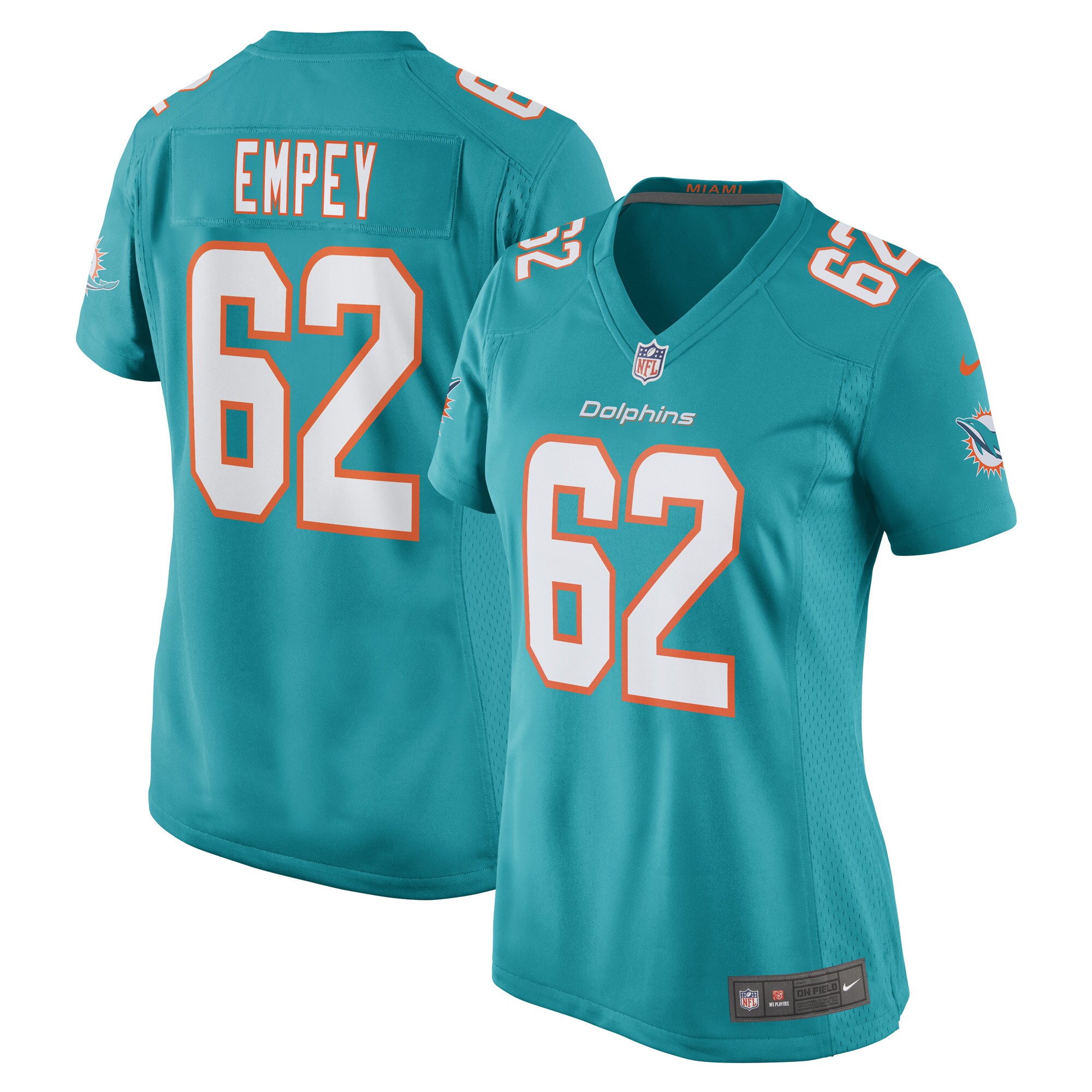 James Empey Miami Dolphins Women's Game Player Jersey – Aqua