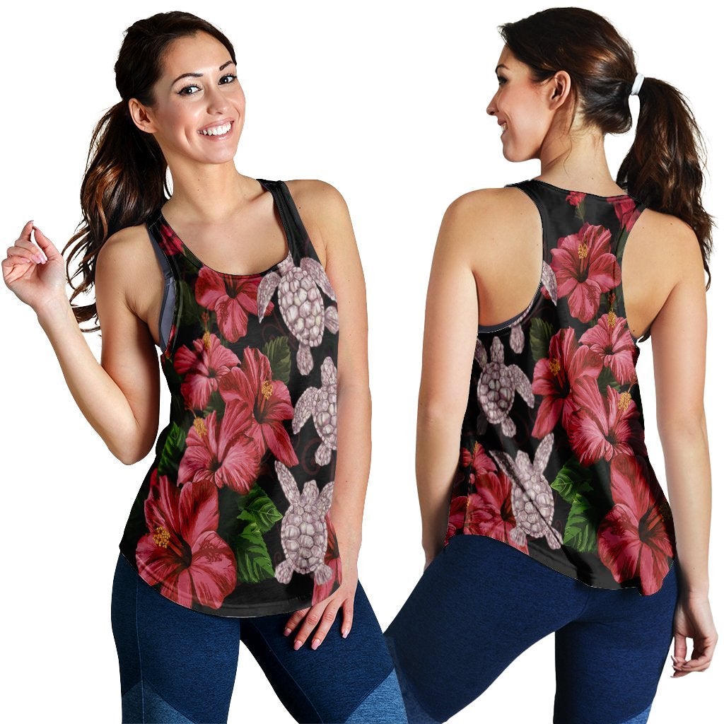 Hawaiian Red Hibiscus Turtle Racerback Tank Ray Style Ha39484