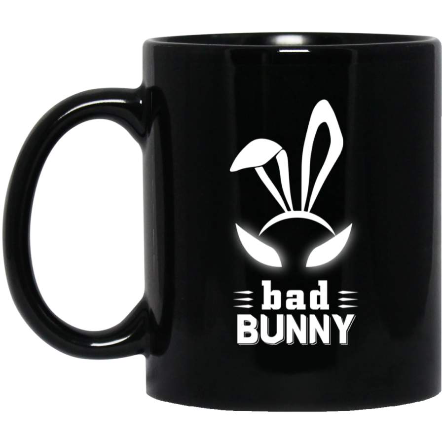 Bad Bunny Custom Mug, Cute and funny bunny Easter bunny Black Mug