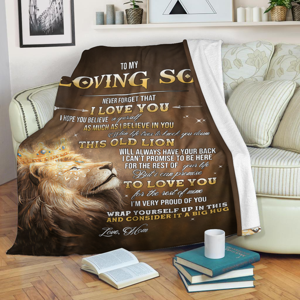 Tmarc Tee To My Son From Mom Love Lion – Premium Fleece Blanket