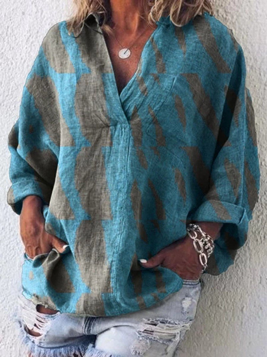 Women’S Art Print Loose Long Sleeve Top