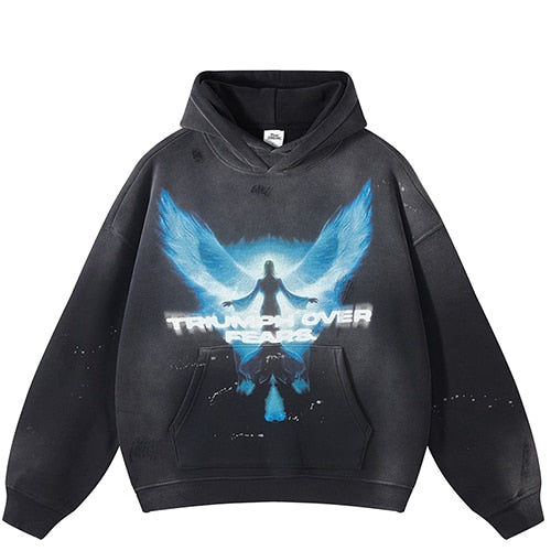 Frayed Angel Graphic Hoodie