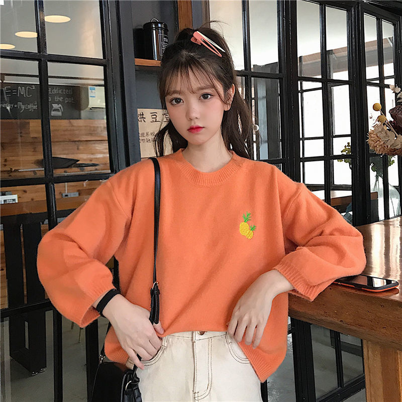 2020 new embroidery sweater women clothes Korean style loose winter autumn pullover sweaters female candy color Streetwear alx