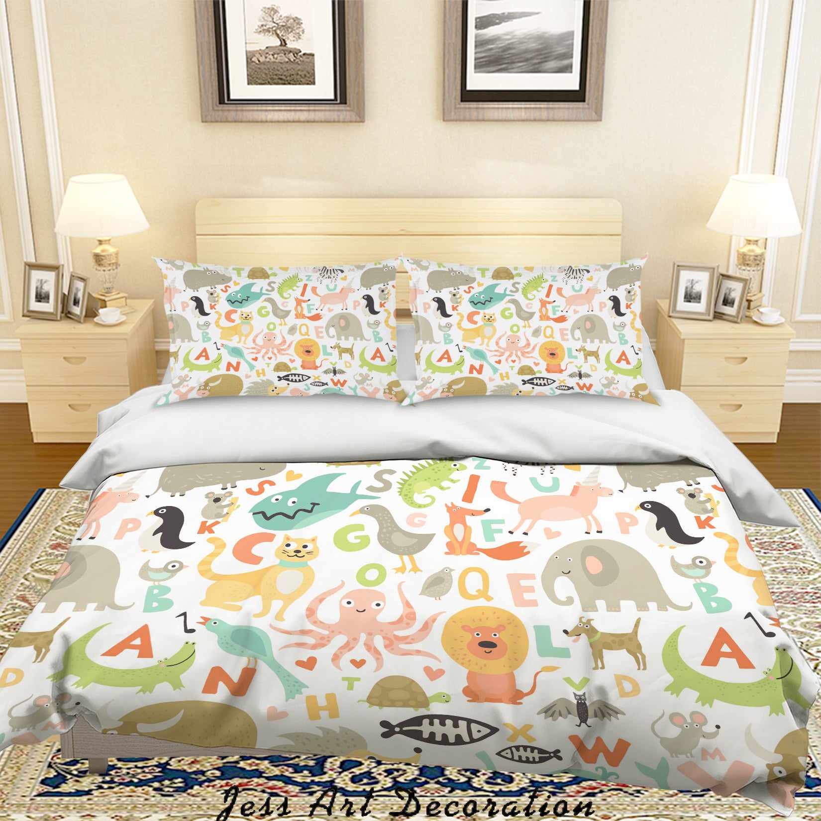 3D Cartoon Animal Quilt Cover Set Bedding Set Pillowcases 1