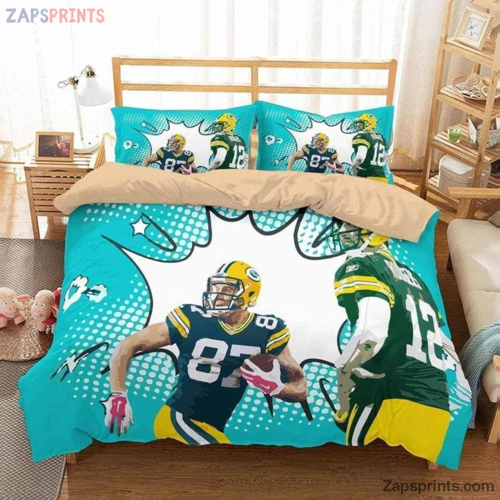 Green Bay Packers Players V5 3D Printed Duvet Cover Bedding Set